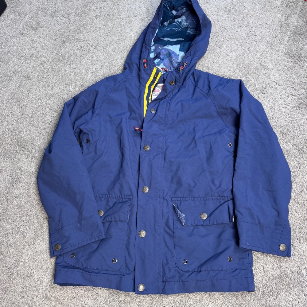Mini Boden Youth Boys 6-7 Navy Hooded Full Zip Coat